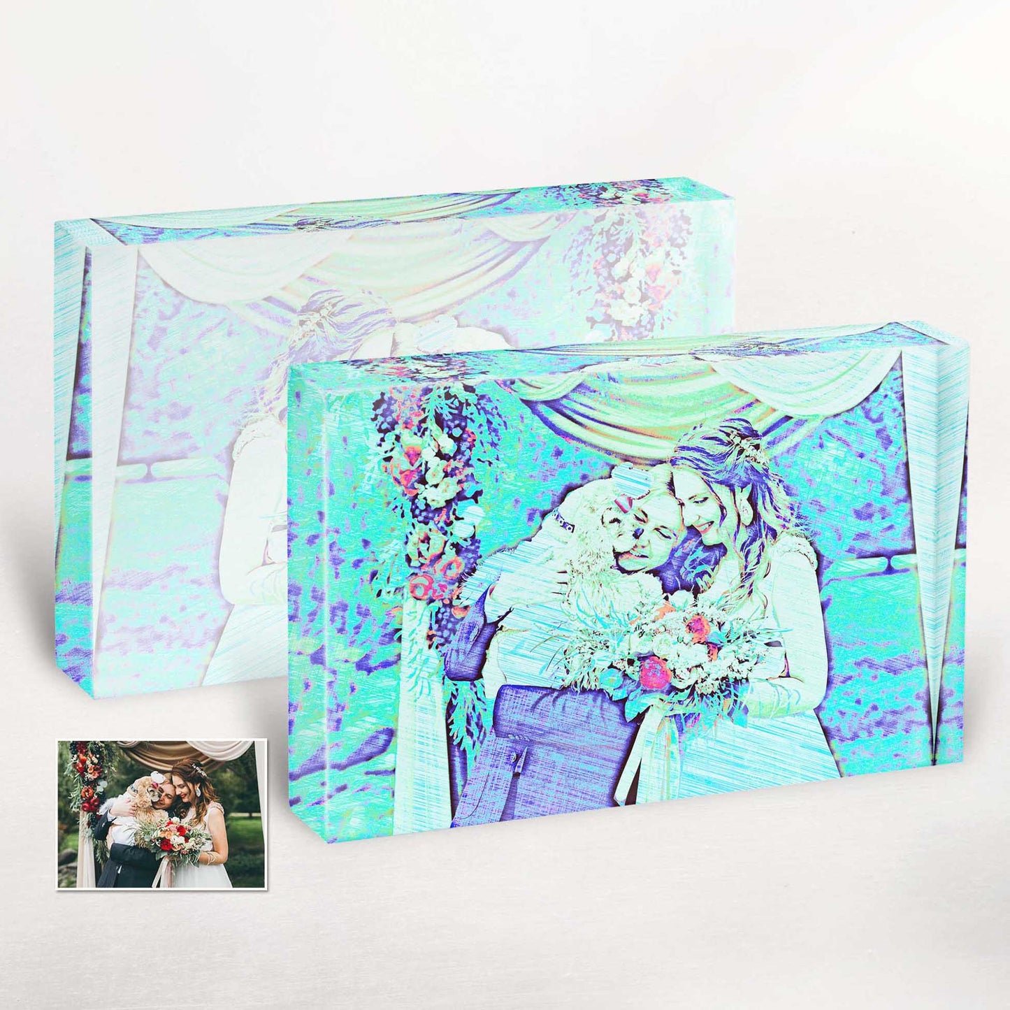 Create a personalized masterpiece with our Personalised Blue Drawing Acrylic Block Photo. This unique artwork, derived from your photo, is a fresh and cool addition to any space. Its vibrant and vivid colors