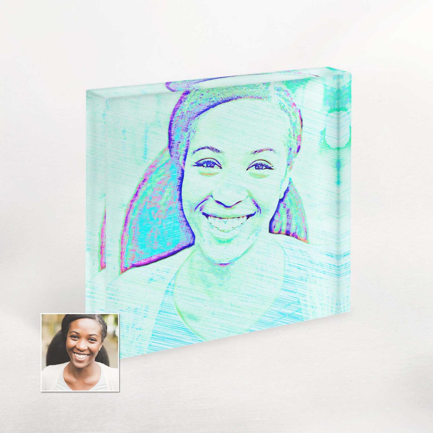 Experience the joy of personalization with our Personalised Blue Drawing Acrylic Block Photo. This unique artwork, created from your photo, exudes freshness and vibrancy. Its cool and vivid colors will infuse your space