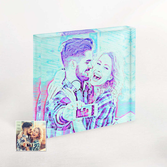 Elevate your decor with our Personalised Blue Drawing Acrylic Block Photo. This unique piece of original artwork, crafted from your photo, brings a fresh and vibrant touch to any room. Its cool and vivid colors 