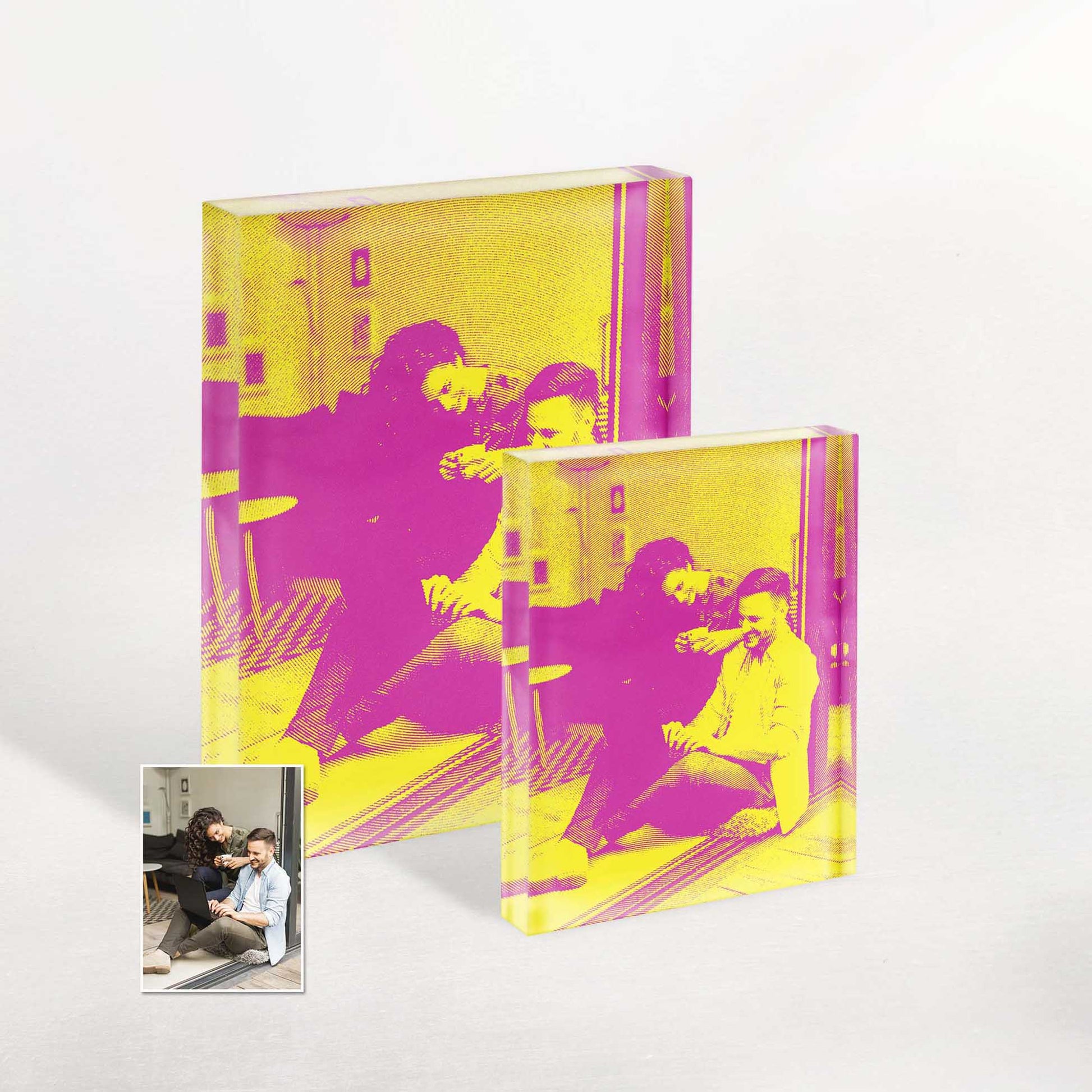 Unleash your creativity with this Personalised Abstract Texture Effect Acrylic Block Photo. The interplay of textures and colors creates a captivating visual effect, making it a perfect piece for contemporary art enthusiasts