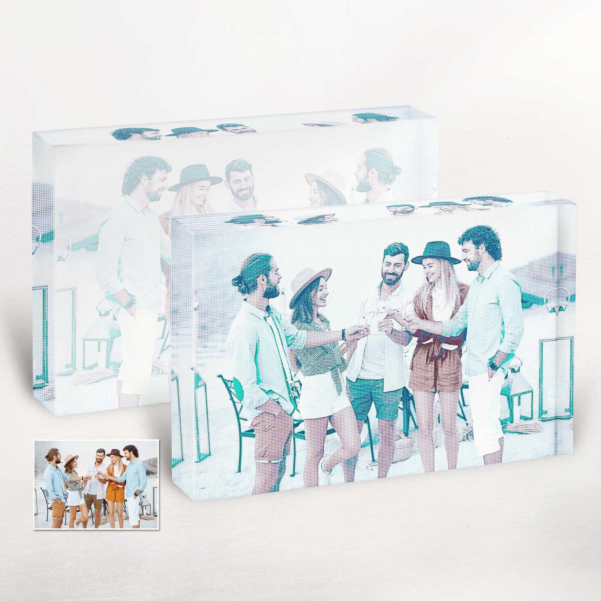 Add a touch of nostalgia to your home decor with the Personalised Green Grunge Acrylic Block Photo. Its oldschool charm, combined with a halftone design, creates a fun and playful aesthetic