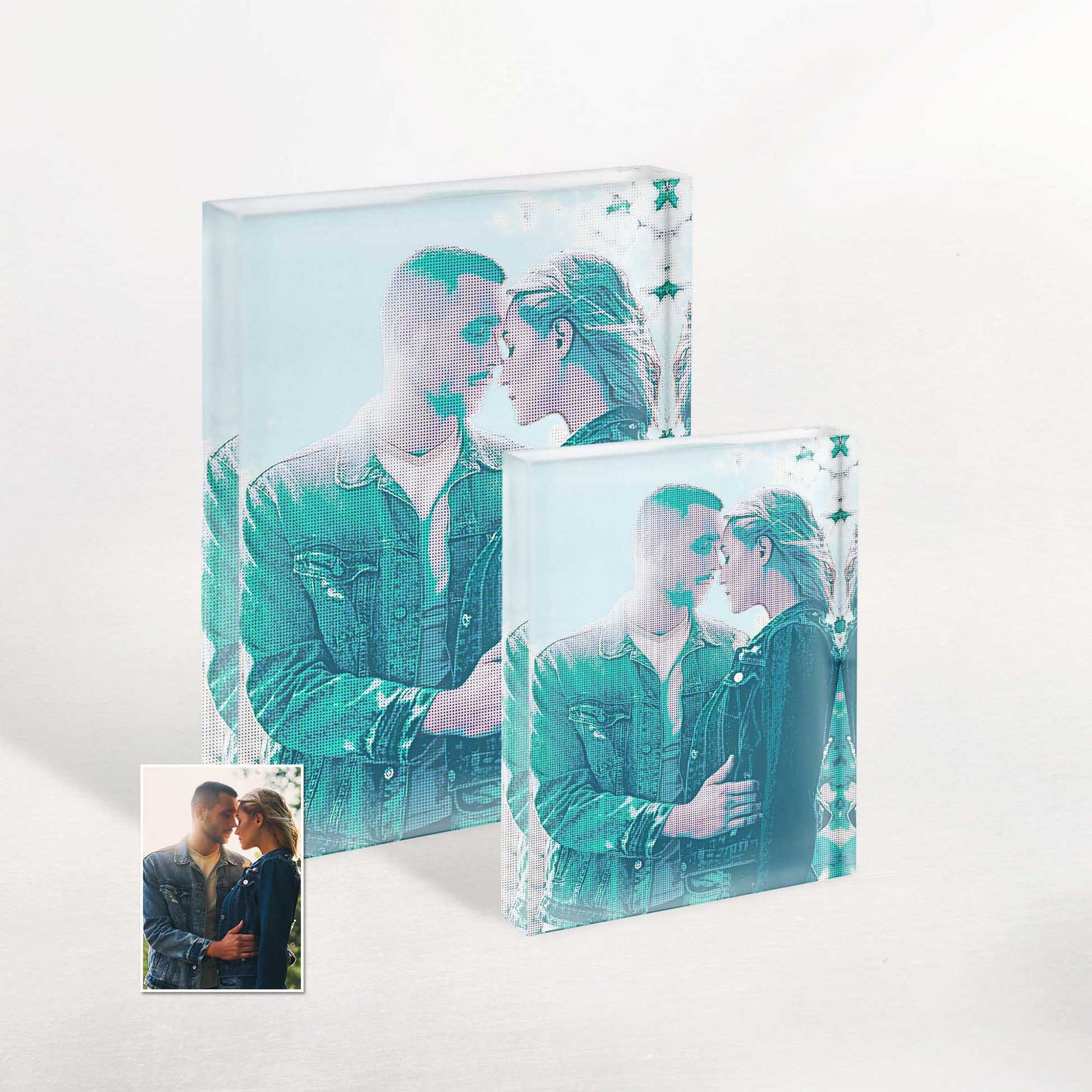 Infuse your home with a burst of freshness and vitality with the Personalised Green Grunge Acrylic Block Photo. Its oldschool-inspired halftone design adds a fun and playful element to your decor