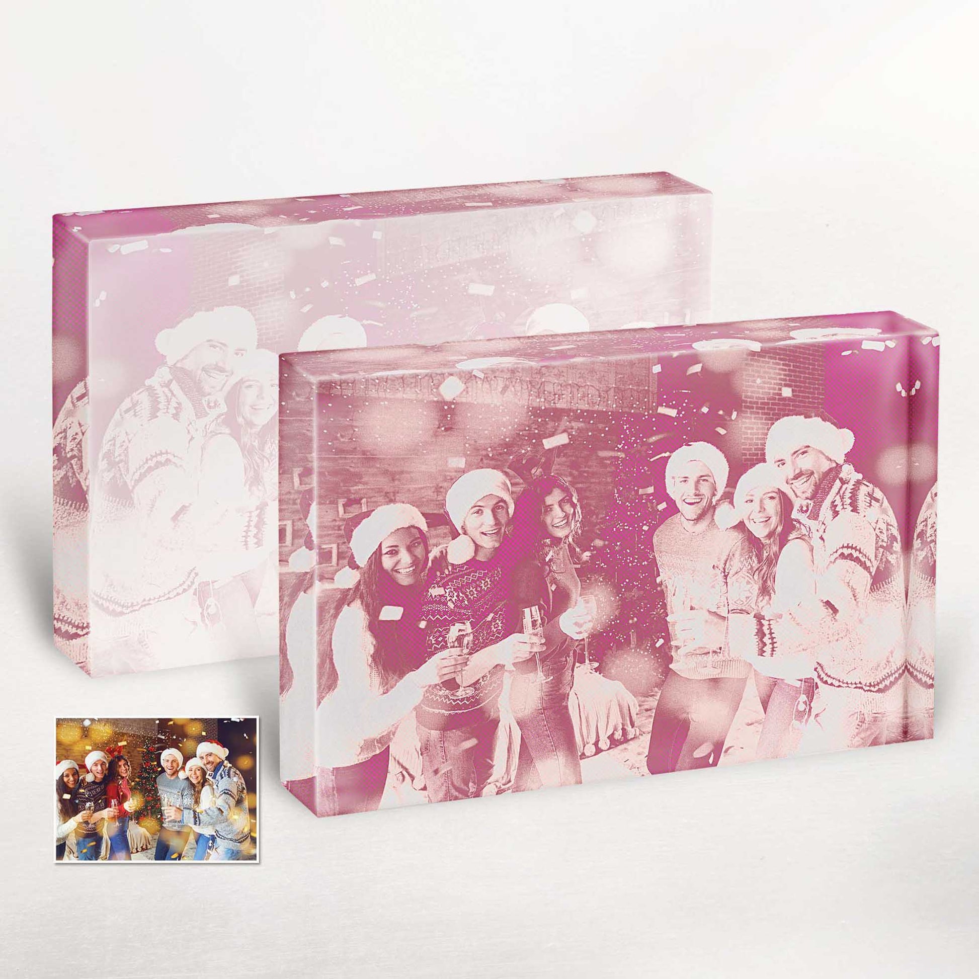 Personalised Pink Pop Halftone Acrylic Block Photo: This exciting and chic home decor piece exudes elegance and charm. With its vibrant and vivid colors, it radiates happiness and joy, instantly brightening any space. Customised from your own photo