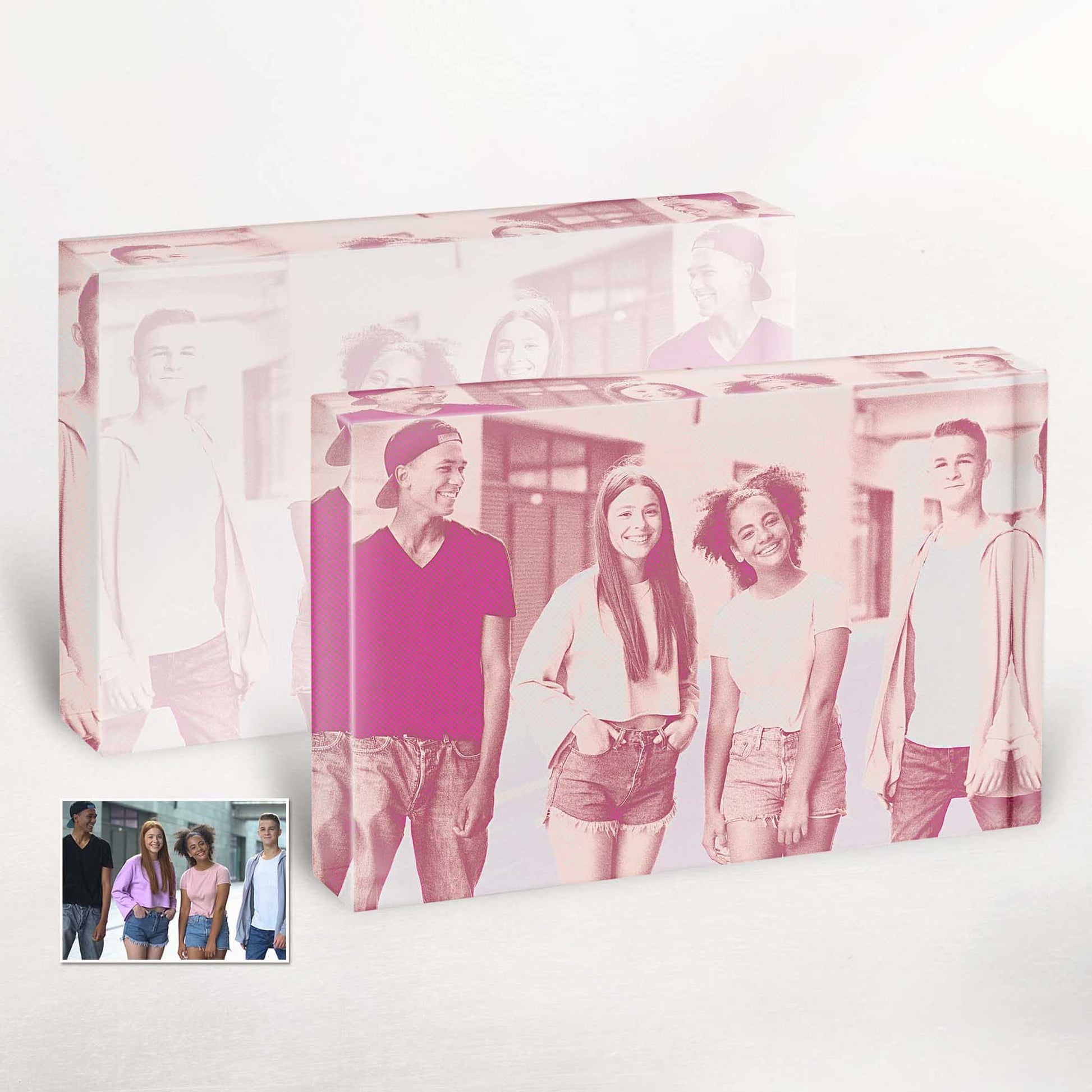 Add a touch of excitement and elegance to your home decor with the Personalised Pink Pop Halftone Acrylic Block Photo. Its vibrant colors and halftone design bring a sense of joy and charm to any room
