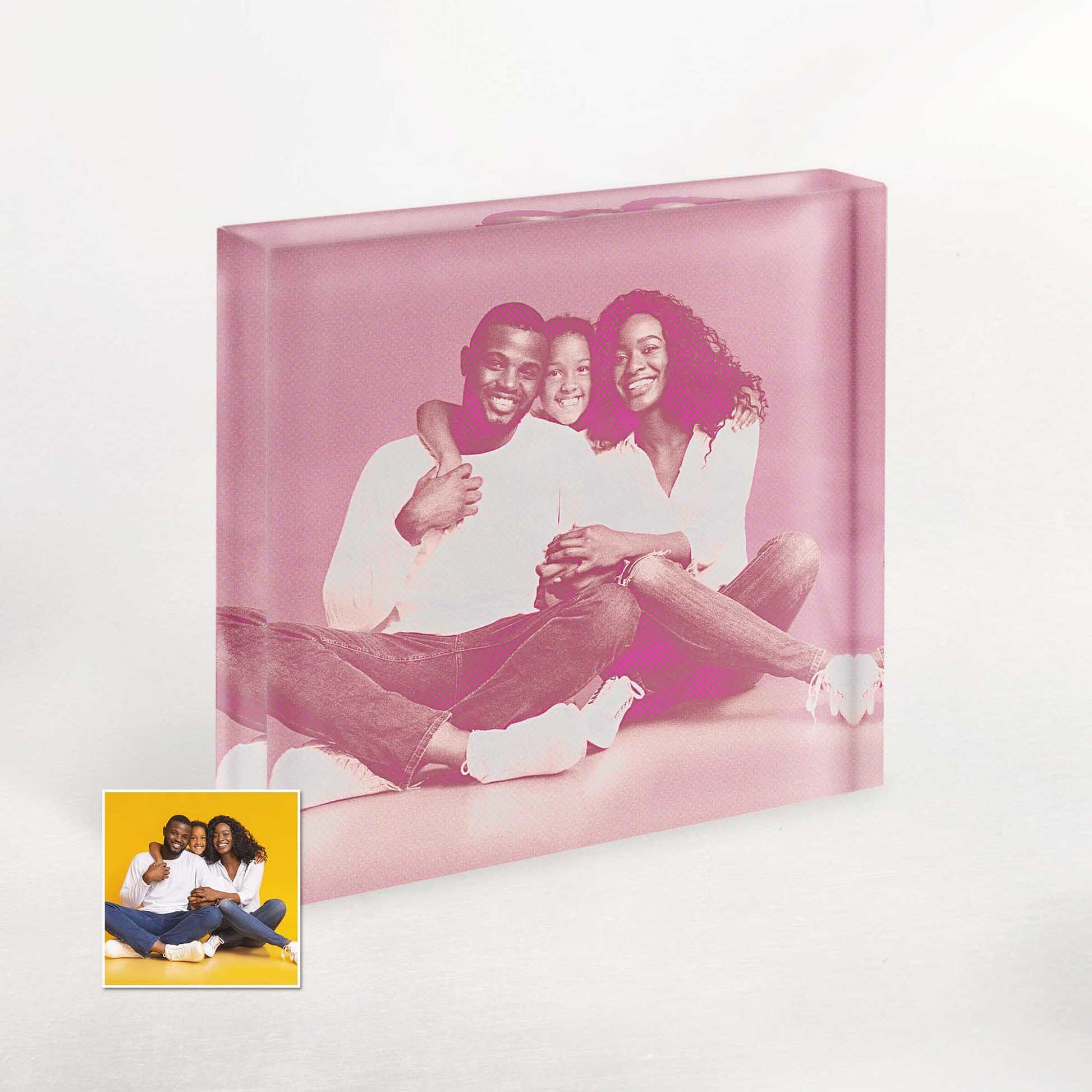 Personalised Pink Pop Halftone Acrylic Block Photo: A perfect combination of chic and happiness. This vibrant and vivid home decor item adds a burst of energy and joy to your space. Its charming halftone design