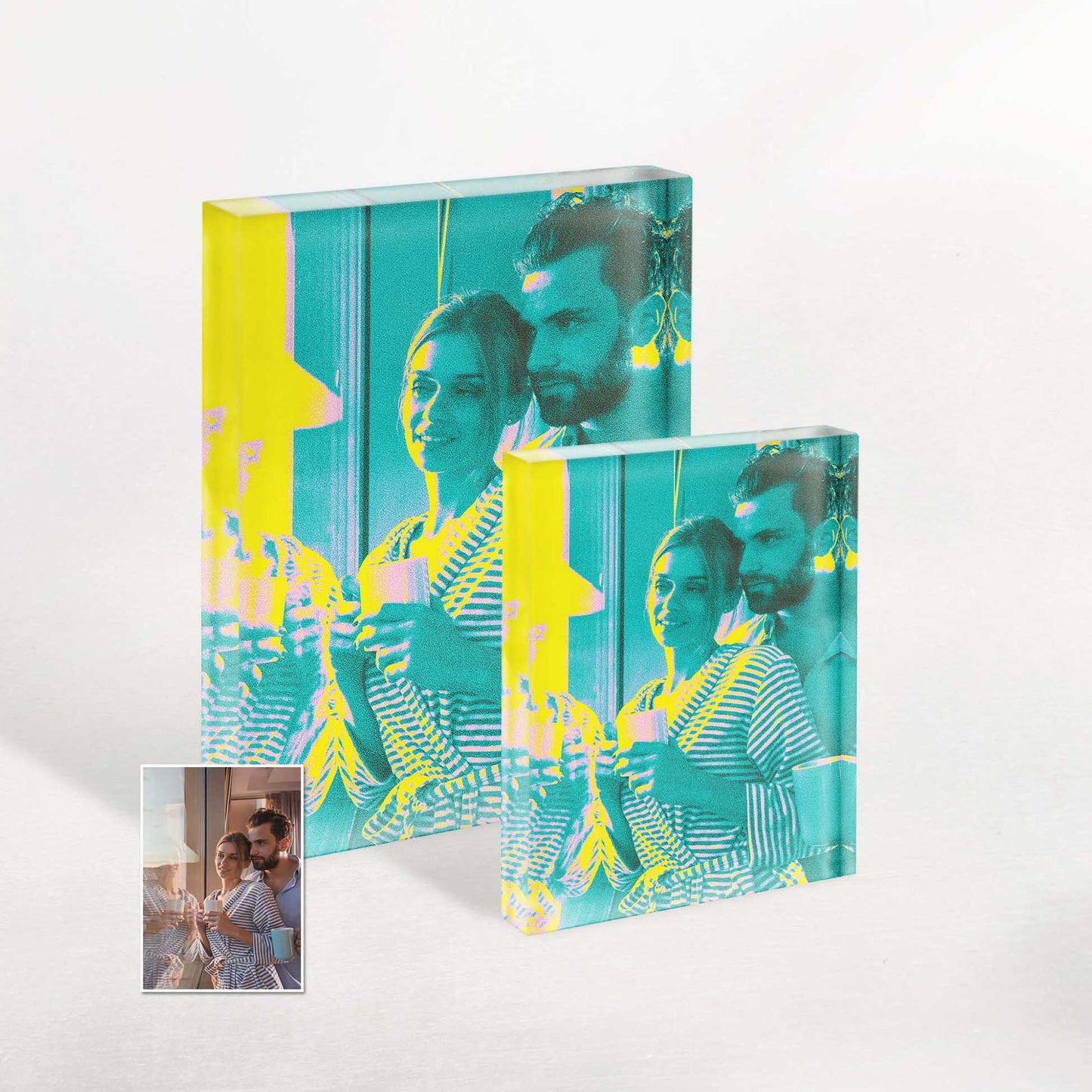 Unleash your creativity with this Acid Yellow Color Effect Acrylic Block Photo, customised to reflect your unique style. The vibrant and electrifying hue serves as a bold expression of personality, making it an eye-catching addition to your art collection