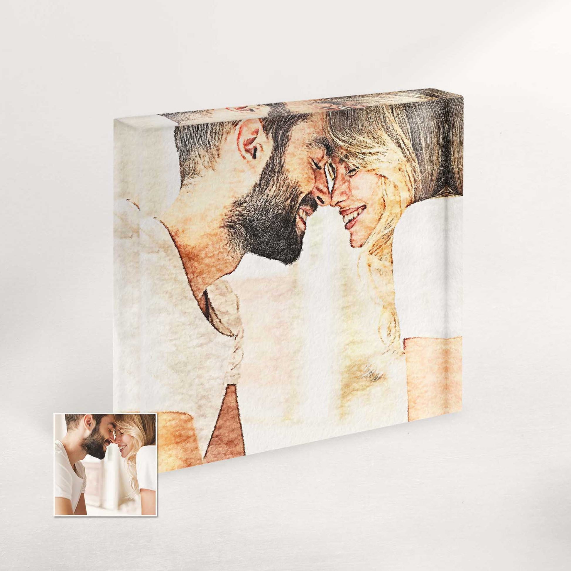 Indulge in the enchantment of our customised acrylic block photos, each adorned with mesmerizing watercolor paintings that evoke emotions, making them thoughtful and artistic gifts for all occasions