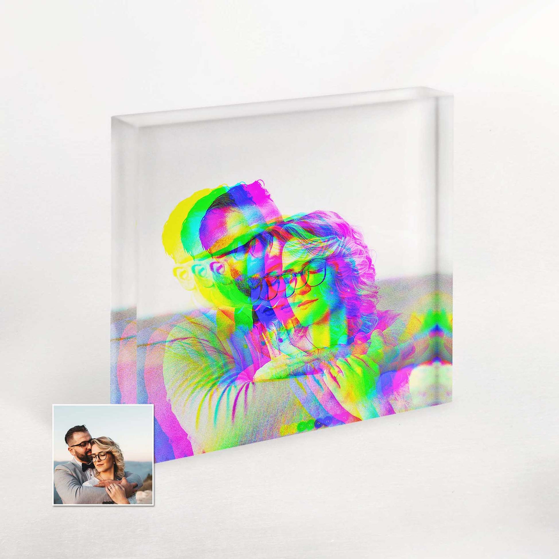 Add a touch of magic to your home decor with our Personalized Anaglyph 3D Effect Acrylic Block Photo. Its innovative design combines the nostalgia of classic 3D with a contemporary twist, resulting in a unique and creative piece that stands out