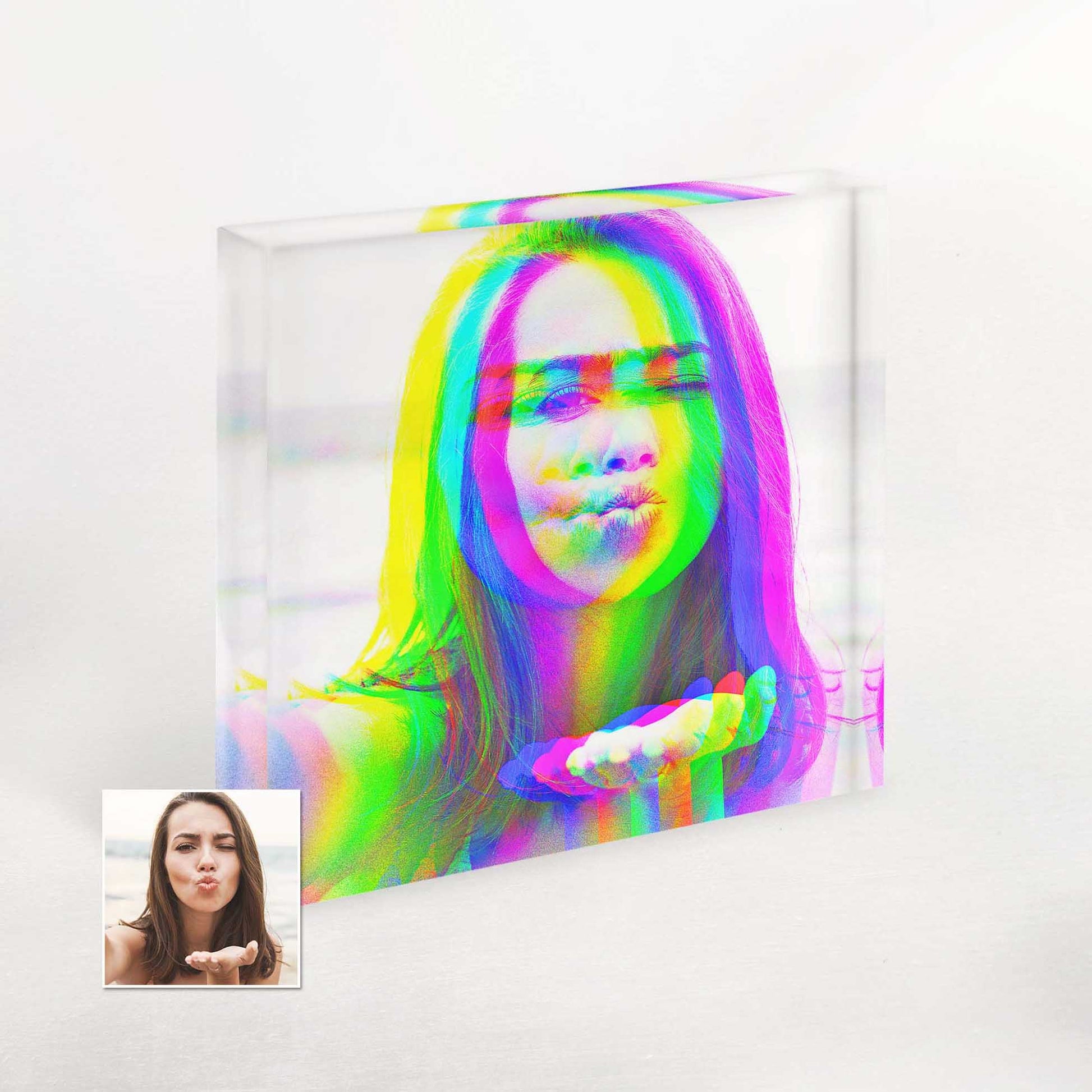 Discover the beauty of personalized art with our Anaglyph 3D Effect Acrylic Block Photo. This stunning home decor piece offers a unique and creative way to showcase your favorite memories. The anaglyph 3D effect adds depth and dimension