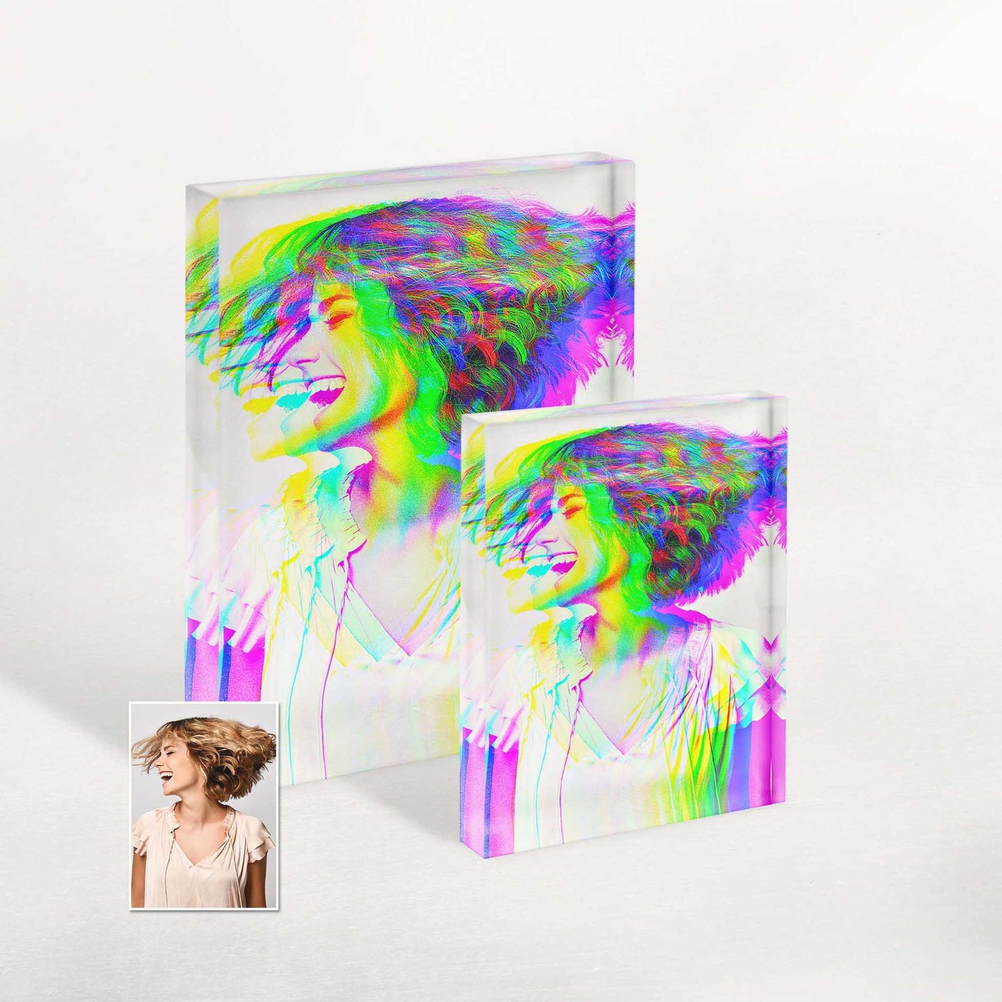 Experience the mesmerizing depth and stunning realism with our Personalized Anaglyph 3D Effect Acrylic Block Photo. Transform your cherished memories into an immersive work of art that adds a touch of uniqueness and creativity to your home