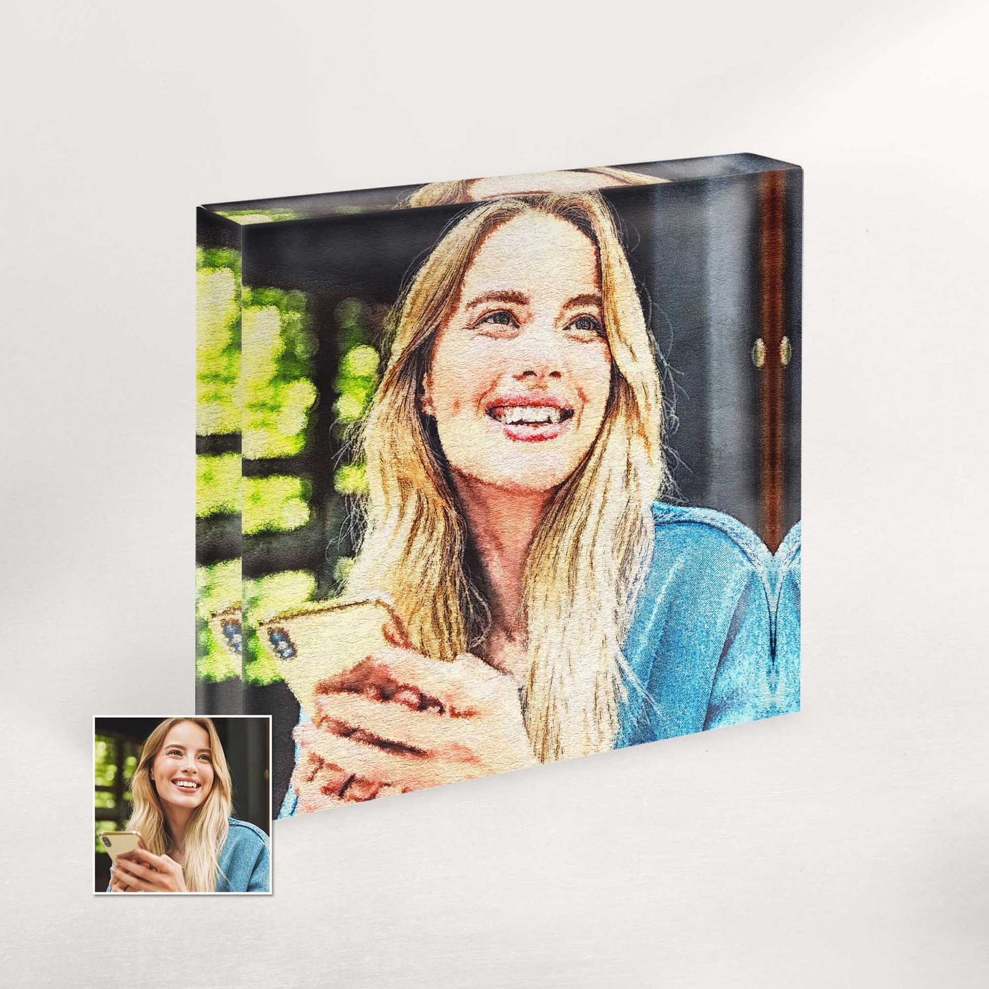 Experience the beauty of watercolor art with our Personalised Aquarelle Acrylic Block Photo. We take your favorite photo and transform it into a mesmerizing piece that resembles a hand-painted watercolor