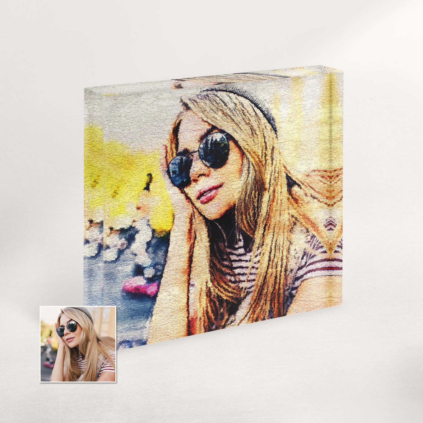Transform your cherished photo into a captivating work of art with our Personalised Aquarelle Acrylic Block Photo. Each piece is meticulously crafted to resemble a stunning watercolor painting, adding a unique and artistic touch to your home