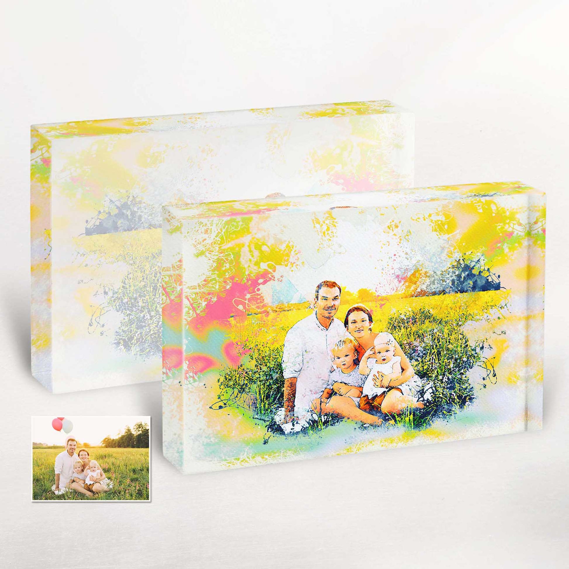 Our Personalised Splash Watercolor Acrylic Block Photo is a cool and creative way to capture your most cherished moments. The vibrant splash effect adds an inspirational and unique touch to your home decor