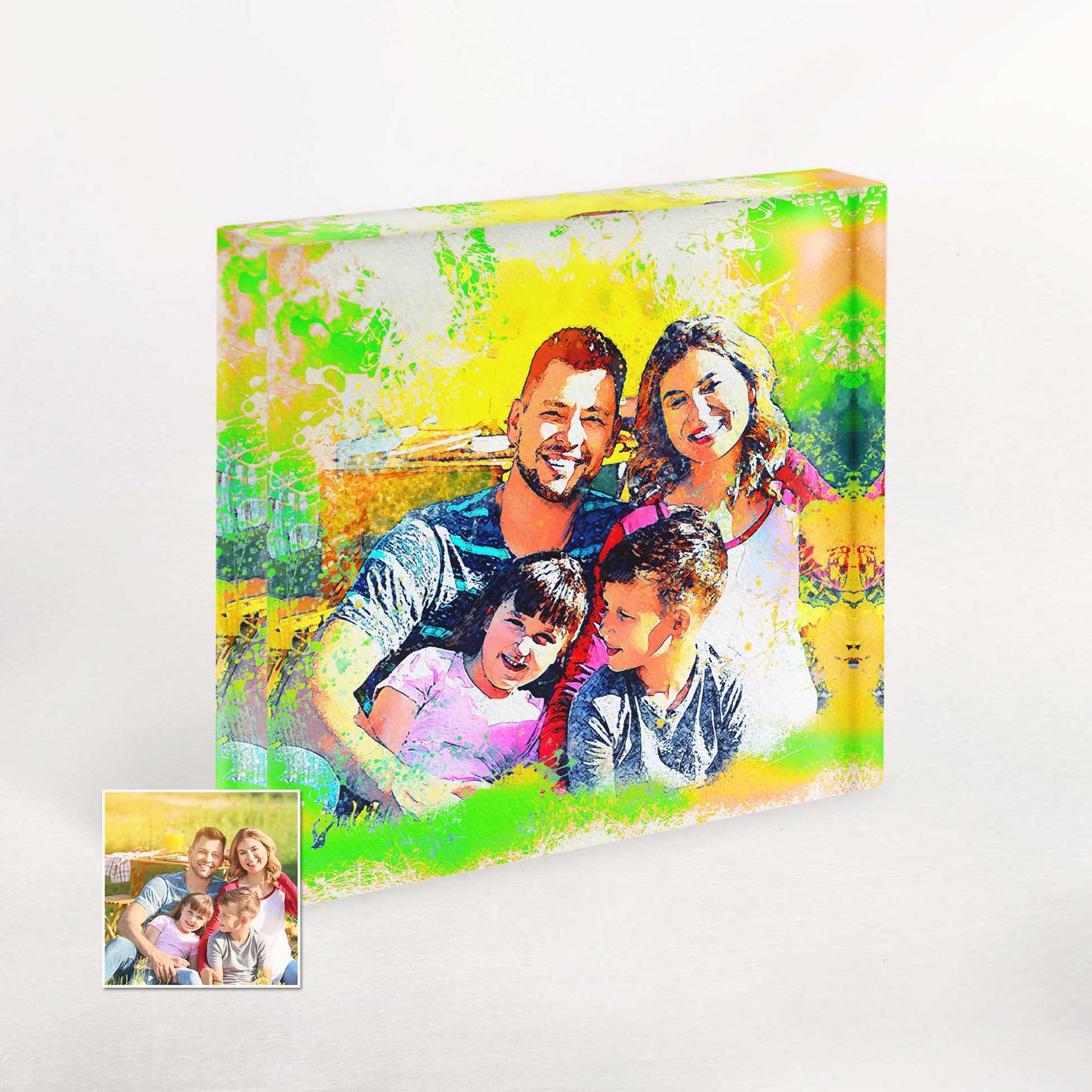 Make a statement with our Personalised Splash Watercolor Acrylic Block Photo. The captivating splash effect and personalized touch create a cool and creative piece of art that inspires and uplifts