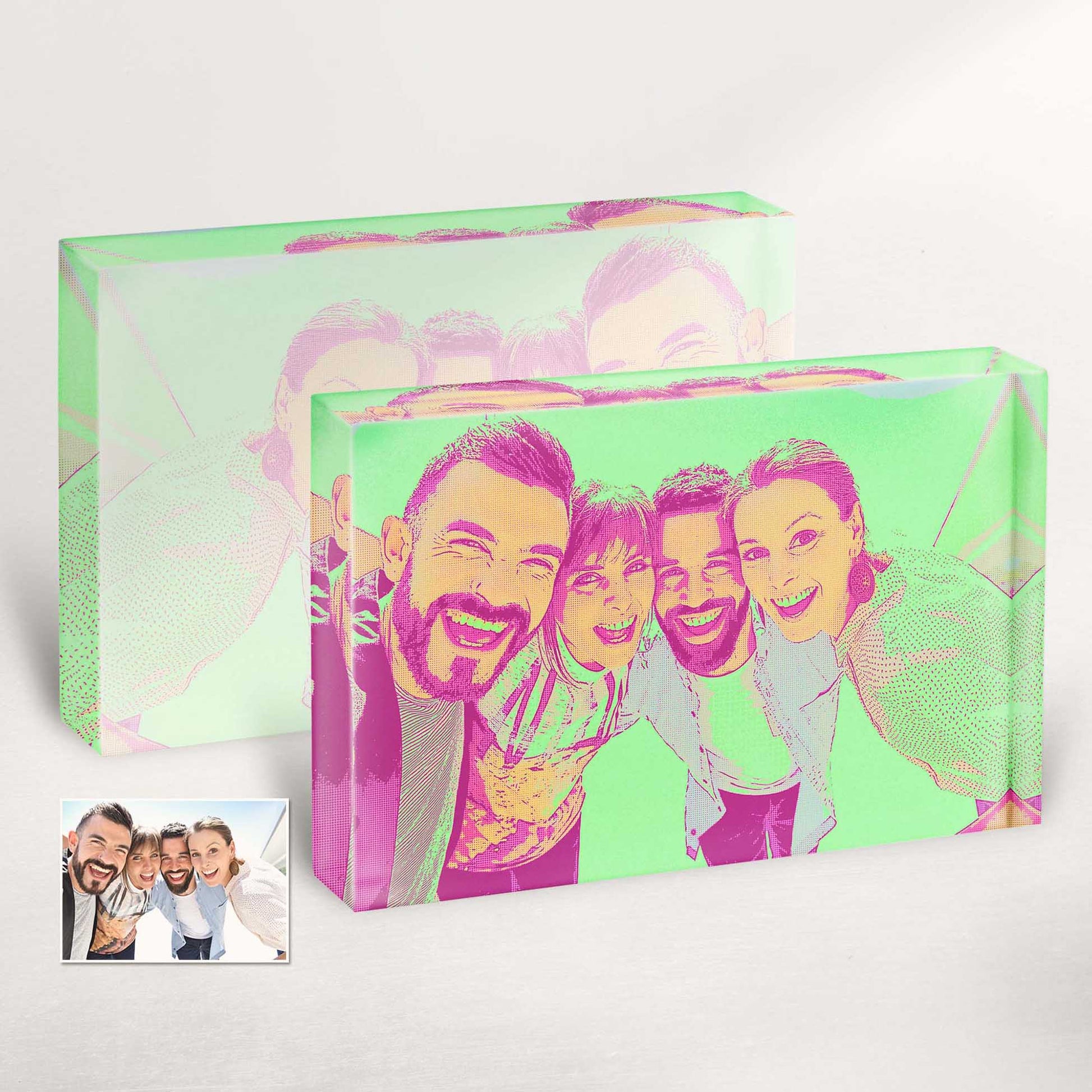 Unleash your creativity with this unique Pop Art acrylic block photo by a personalized abstraction painter. An extraordinary gift, showcasing imagination and artistry in a vibrant display of colors