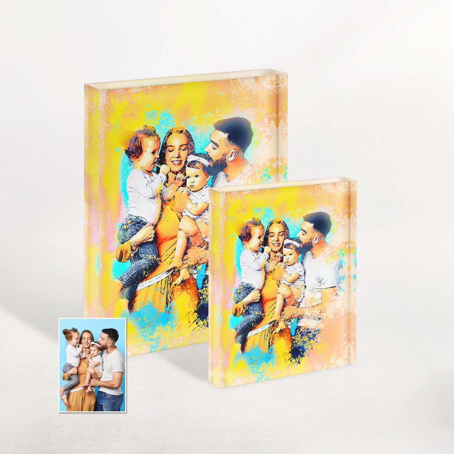 Personalize your home with our Personalised Splash Watercolor Acrylic Block Photo. The cool and creative splash effect adds a unique and artistic touch to your decor