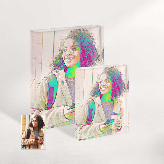 Personalized Pencil Drawing Acrylic Block Photo: A Cool and Contemporary Family Gift: Surprise your family with a modern twist on traditional portraiture. The artist expertly transforms your family photograph into a pencil drawing,
