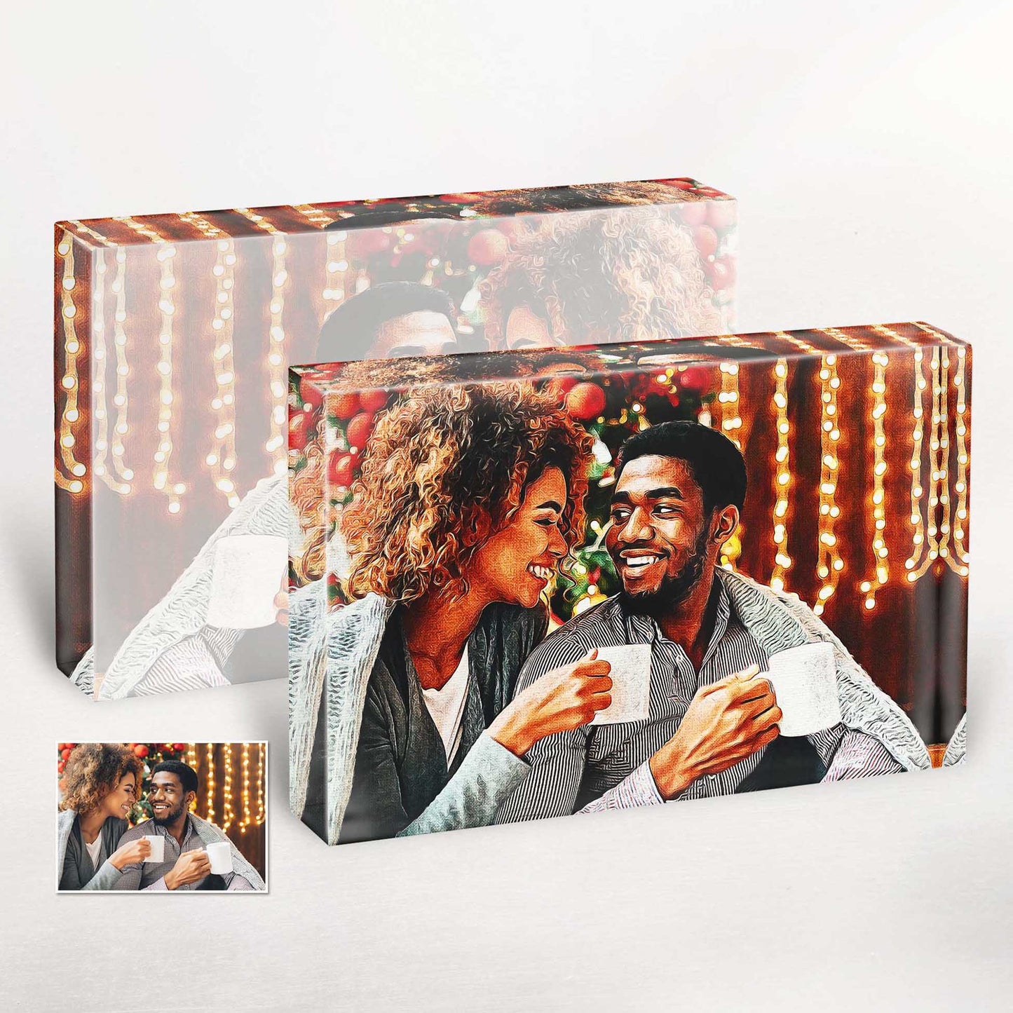 Modern Home Decor: Personalized Original Oil Painting Acrylic Block Photo: Elevate your living space with a captivating blend of art and technology. The acrylic block beautifully displays the handcrafted oil painting