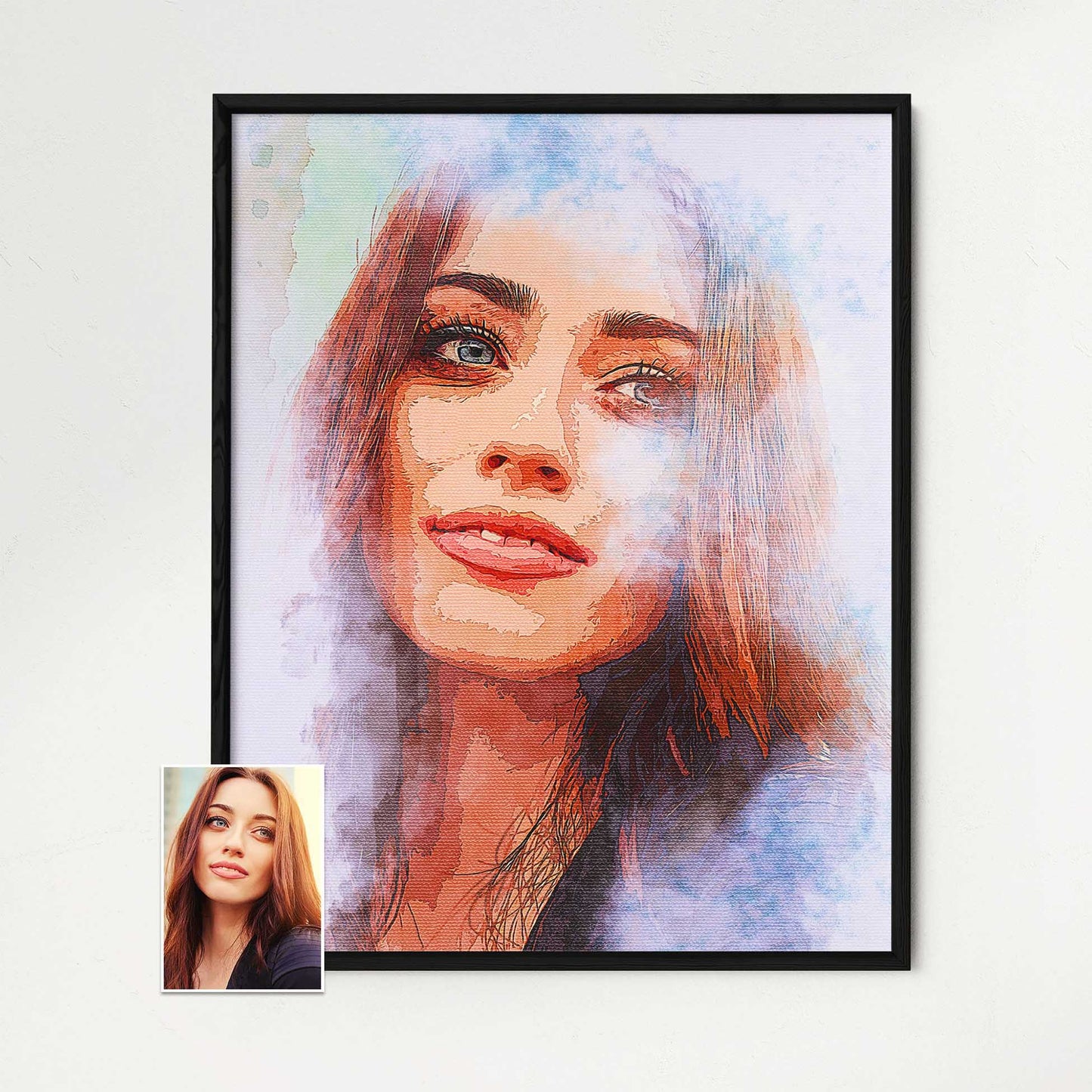 Experience the mesmerizing allure of our Personalised Watercolor Texture Framed Print. This one-of-a-kind artwork, crafted from your photo, captures the essence of creativity and imagination. The beautiful and vibrant colors
