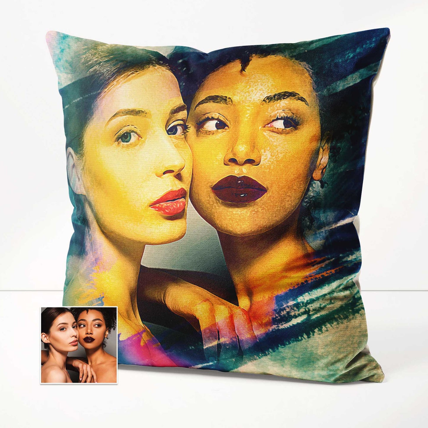 Infuse your home with artistic energy using the Personalised Artistic Brush Painting Cushion. This handmade masterpiece features a print from your photo on soft velvet fabric, creating a unique and original piece for your interior decor