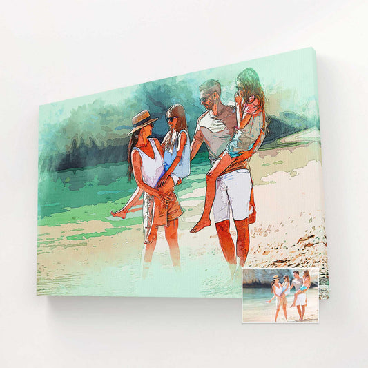 Infuse your space with the beauty of a personalized watercolor texture canvas, carefully crafted from your cherished photo
