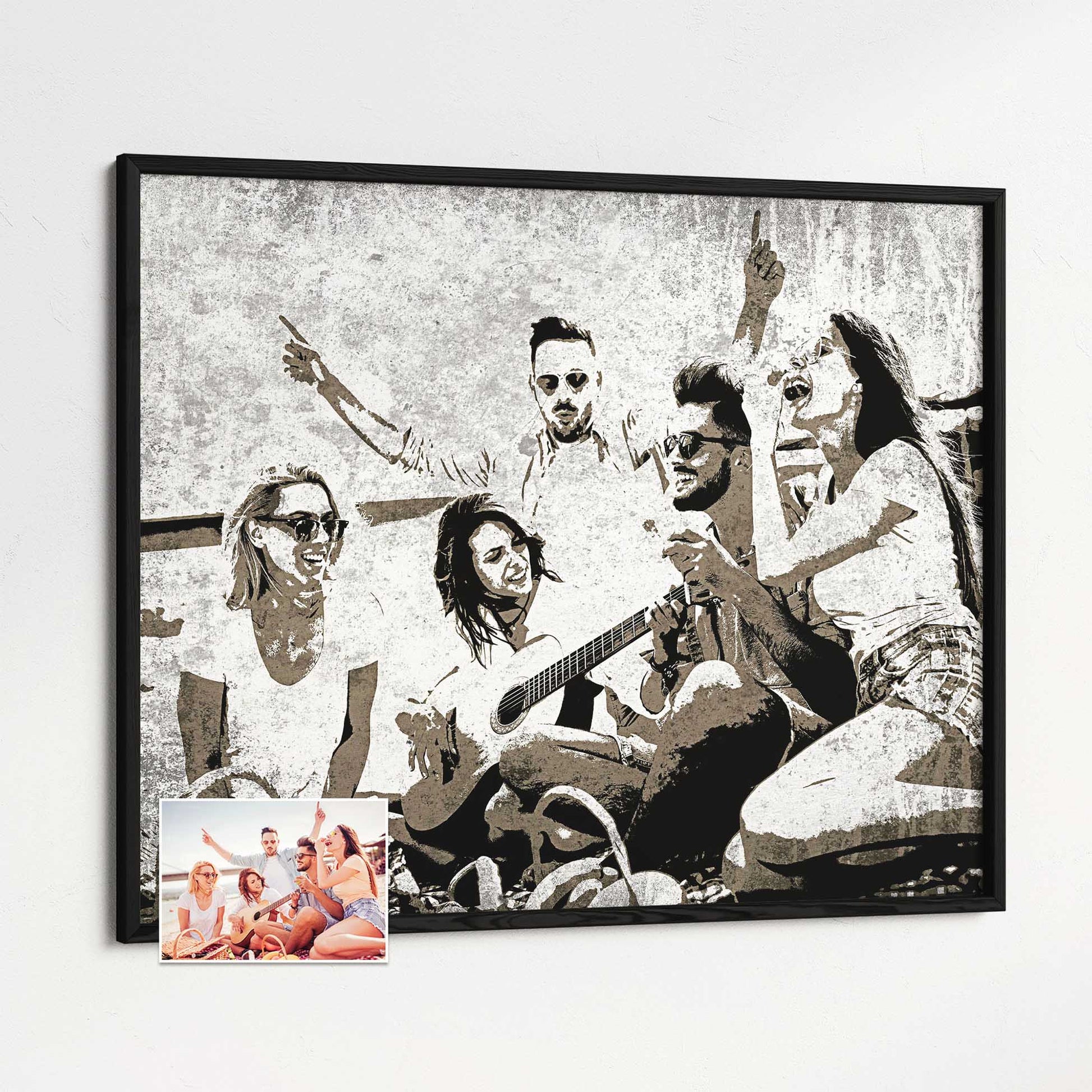 Personalise your space with the captivating allure of our Black & White Graffiti Street Art Framed Print. Created from your photo, this unique artwork embraces the urban aesthetic with its original street art style, minimalist design