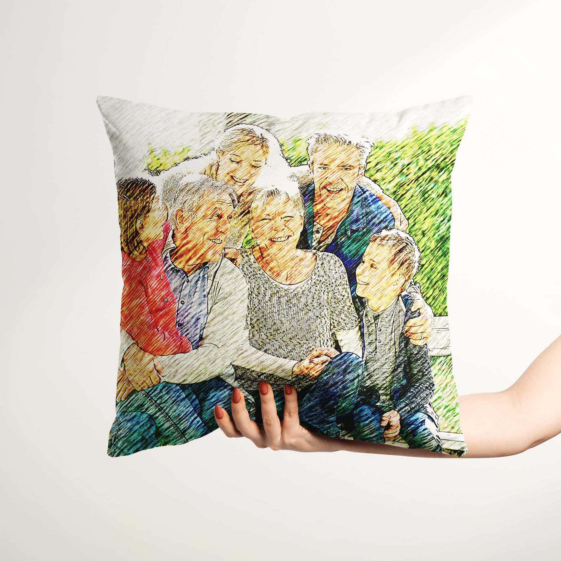 Add a touch of sophistication to your home with our elegant Artsy Illustration Cushion. The luxurious velvet fabric and personalized print create a bespoke piece of art that complements any interior design