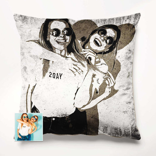 The Personalised Black & White Street Art Cushion is the perfect blend of urban graffiti and soft elegance. Made from luxurious velvet, this chic cushion features a minimalist street art print, adding a cool and artistic touch 