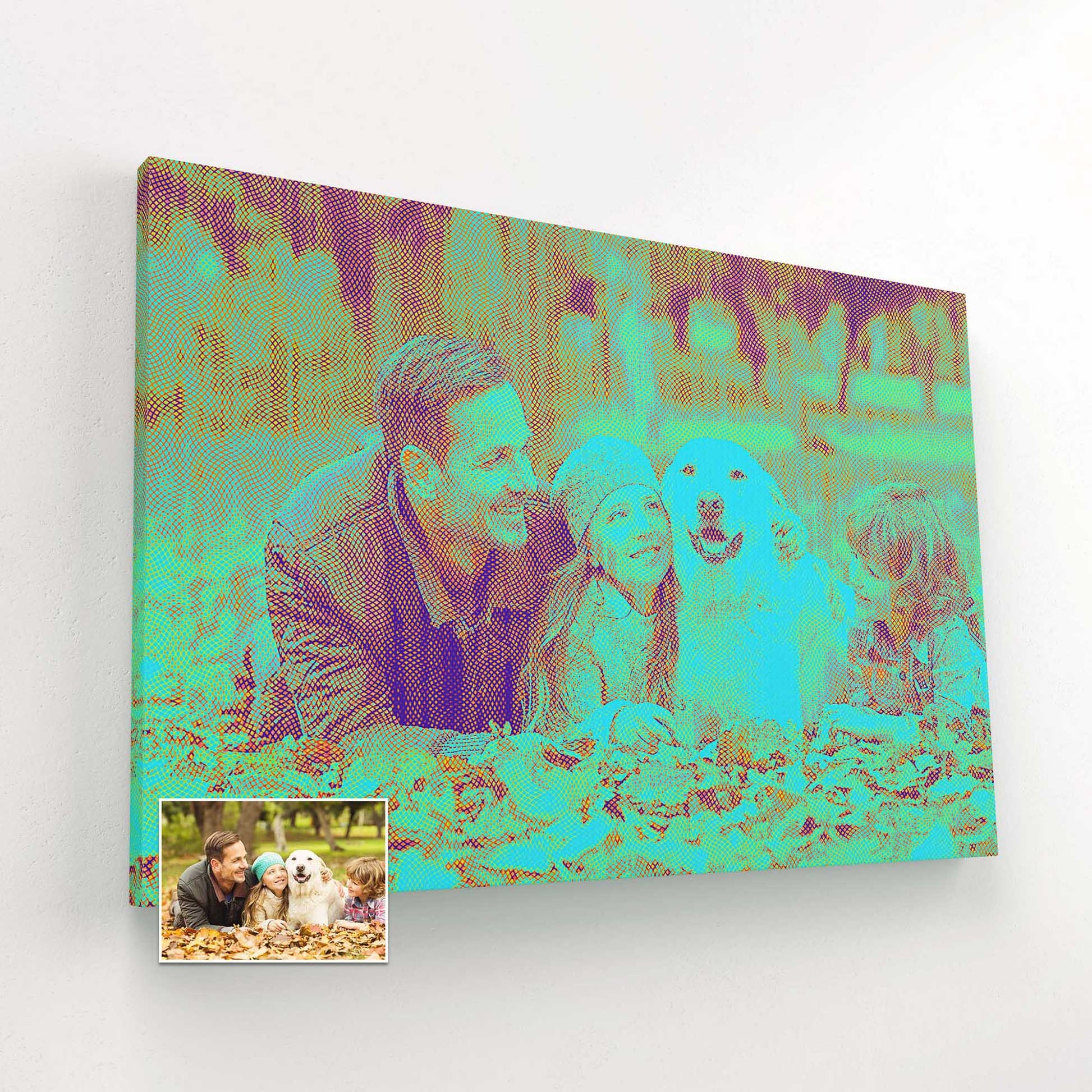 Transform your treasured photo into a work of art with our Blue Engraved Canvas. This unique and custom-made piece captures the essence of your memories with its fun and cool design. The fresh and vibrant blue colors add a modern touch