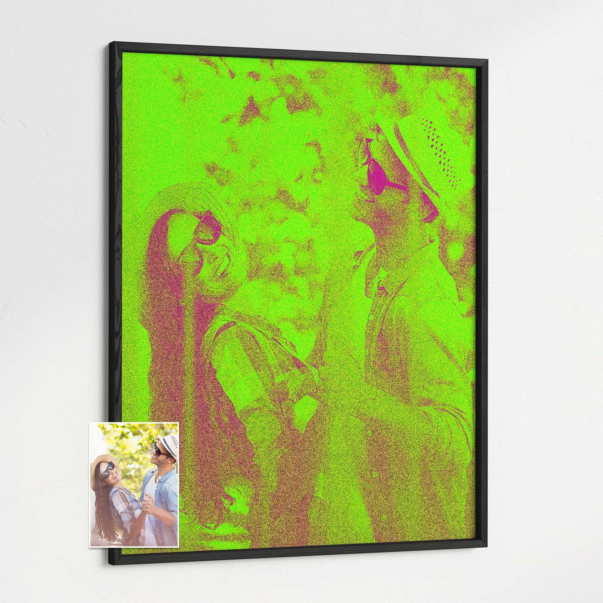 Let the neon green magic illuminate your space with our Personalised Neon Green Framed Print. The bright and captivating hues bring a sense of fun and light to your home. Crafted from your photo, this unique artwork 