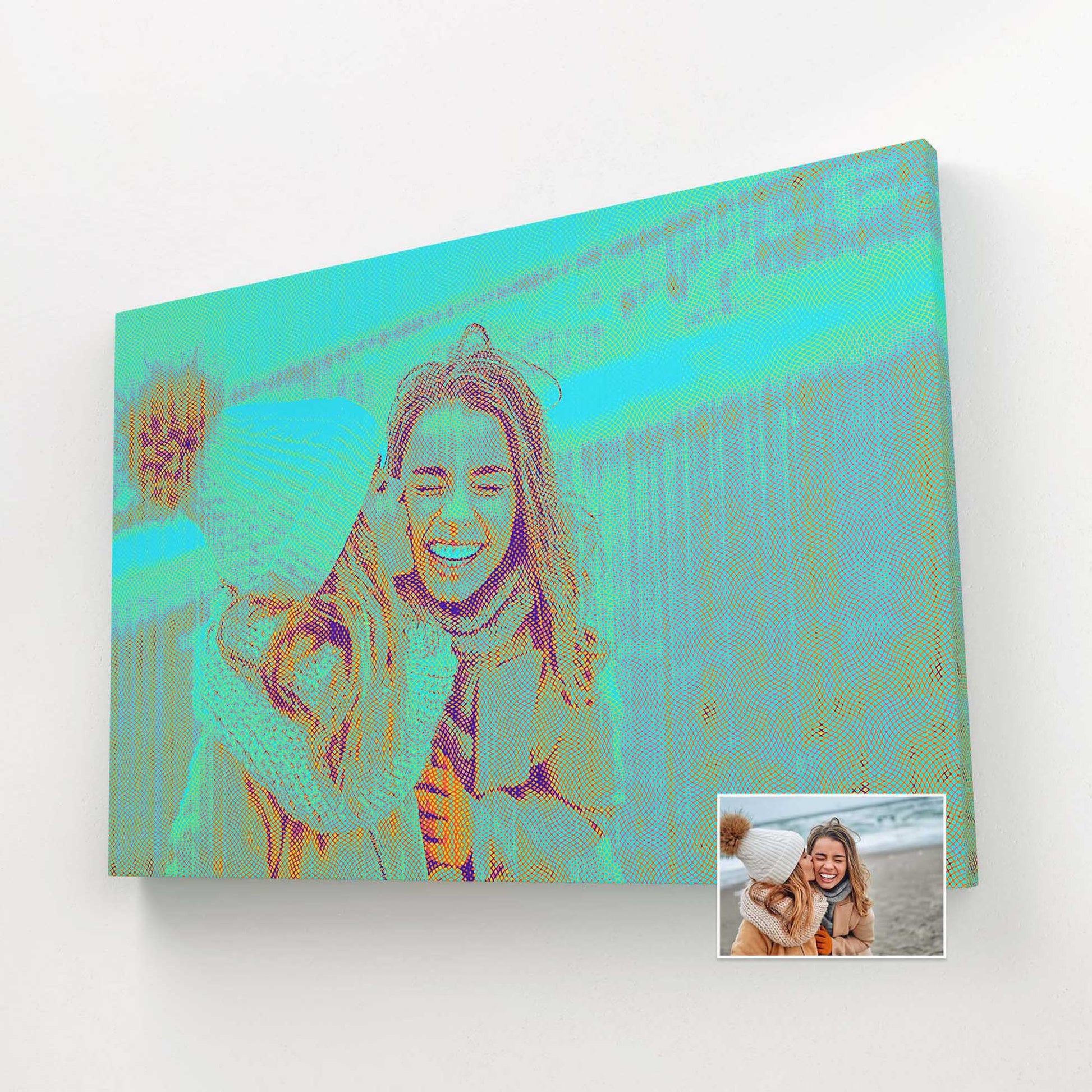 Experience the beauty of our Blue Engraved Canvas, a stunning artwork created from your favorite photo. The fun and cool design bring a fresh and vibrant energy to your space, making it a modern and inspirational addition to your home