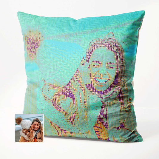 The Personalised Blue Engraved Cushion is a cool and fresh addition to any space. Made from soft velvet fabric, this handmade cushion can be customised with a print from your photo, adding a fun and personal touch, machine washable 