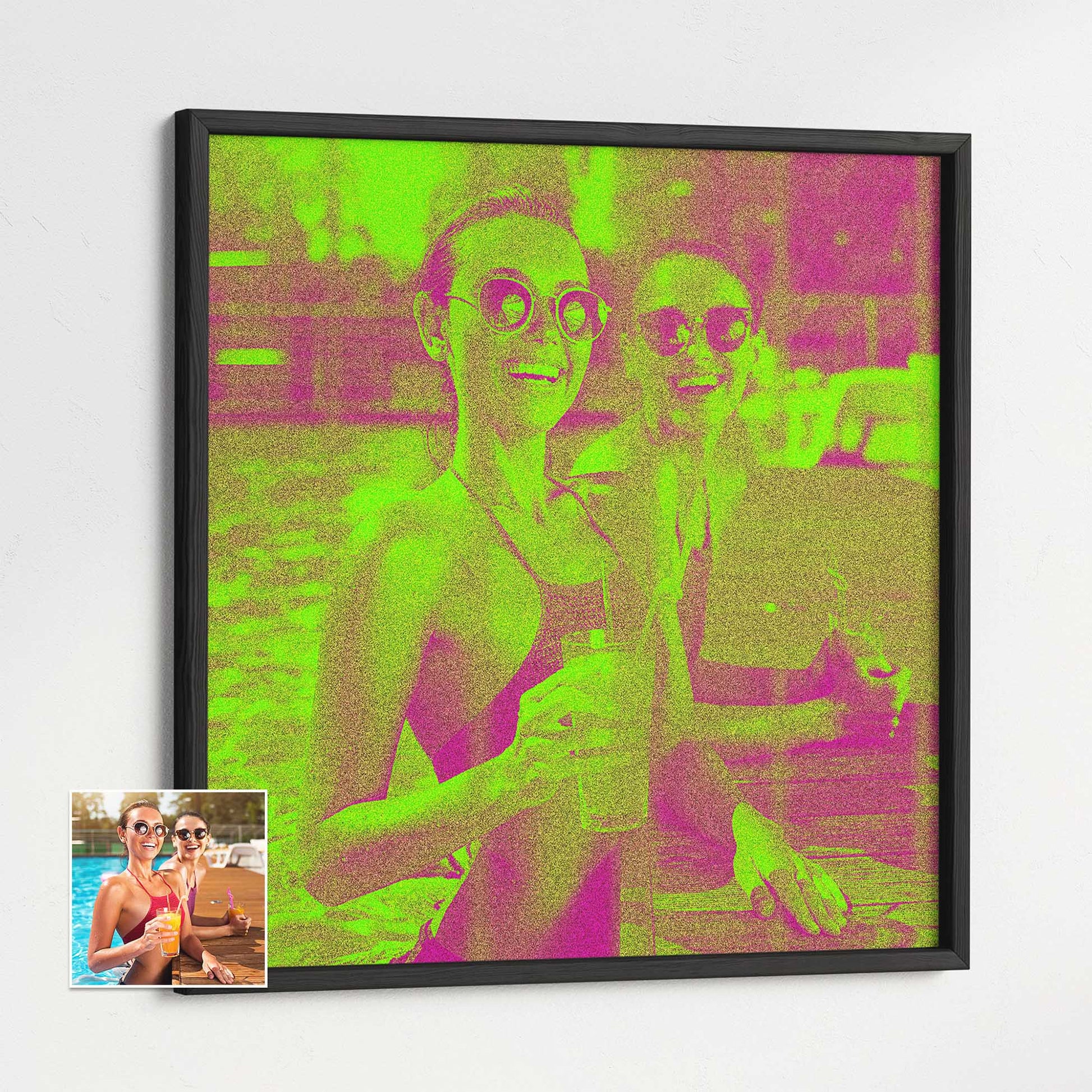 Make a bold statement with our Personalised Neon Green Framed Print. The original and fresh neon green hues add a fun and vibrant touch to any room. Crafted from your photo, this print captures a unique and mesmerizing artwork 