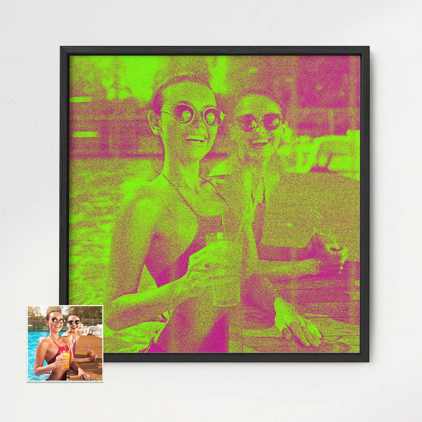 Turn up the fun with our Personalised Neon Green Framed Print. The vibrant and light-catching neon green tones bring a fresh and energetic vibe to your space. Crafted from your photo, this unique artwork is a true reflection of your style