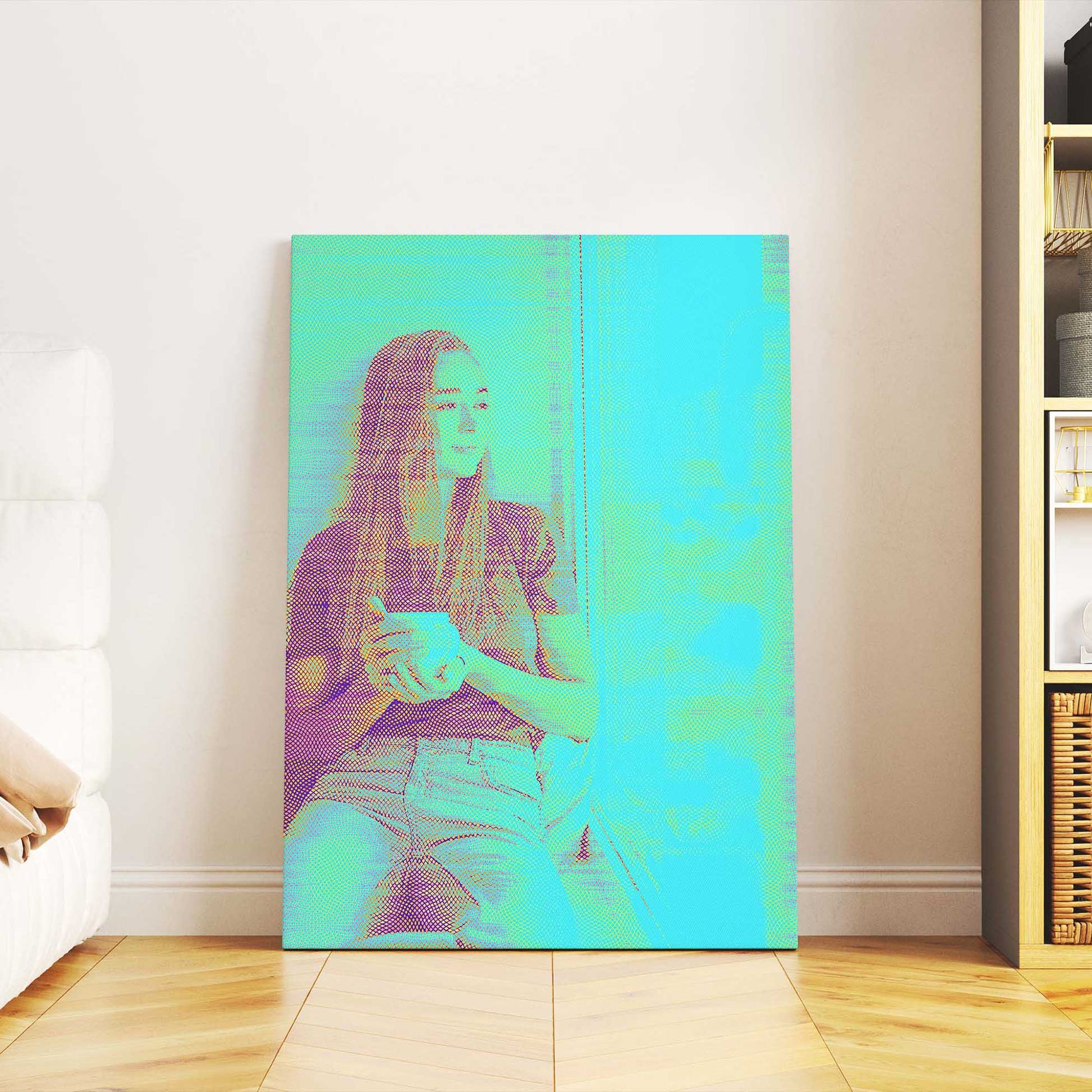 Embrace the beauty of our Blue Engraved Canvas, a personalized painting from photo that combines fun and cool aesthetics with a fresh and vibrant touch. Its modern and inspirational design makes it a standout piece for any space