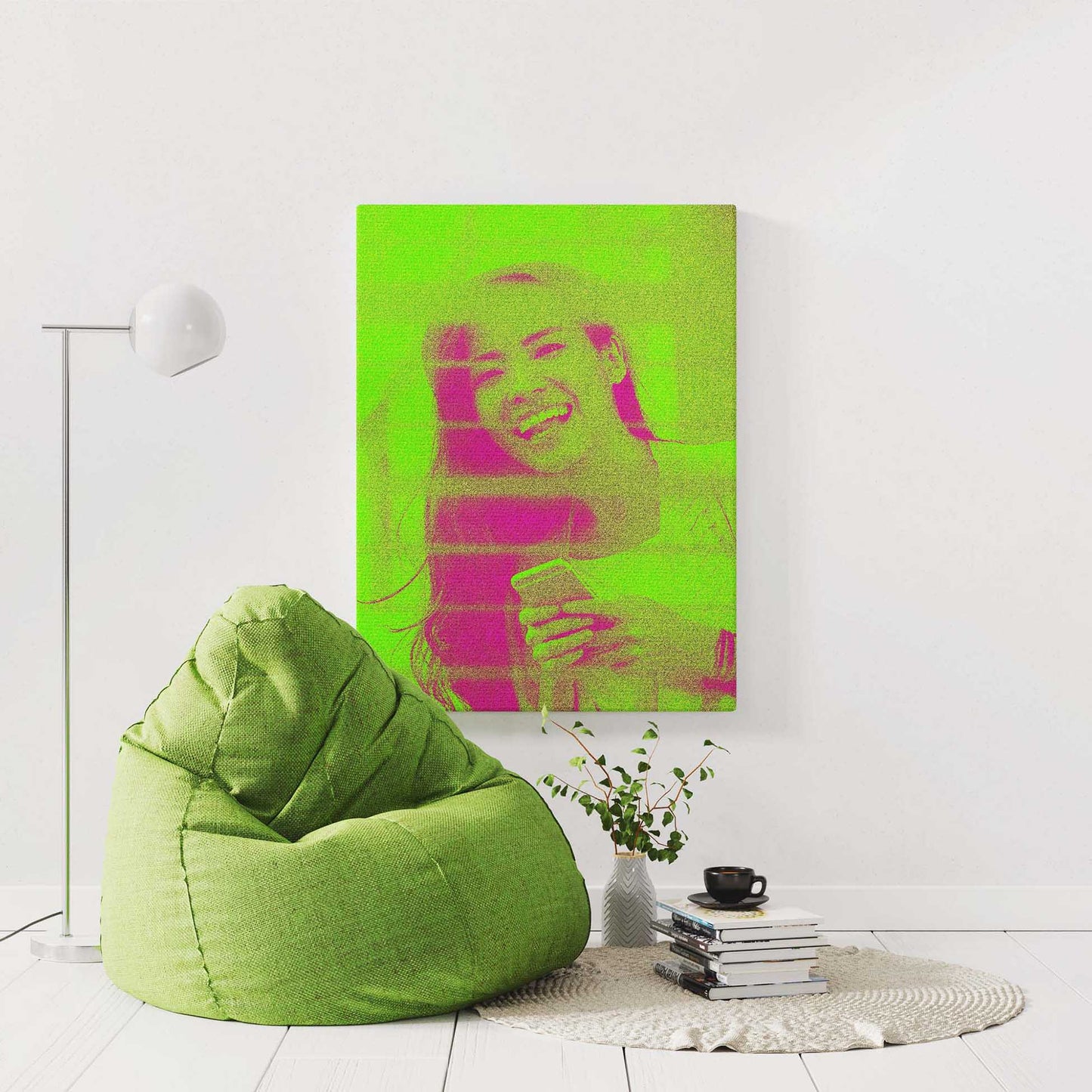 Whether it's a gift for a loved one or a special addition to your own collection, our neon green canvas will bring a unique and energetic vibe to any space. Let the bold colors symbolize fun and laughter, reminding you of the joy 