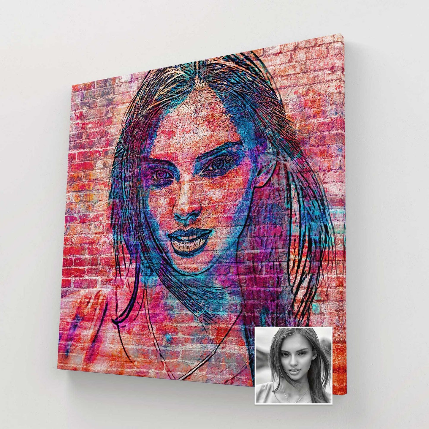 Urban Vibes - Personalised Brick Graffiti Street Art Canvas - Bring the city streets into your home with this unique wall art. The graffiti-inspired design on a brick canvas creates an original and artistic focal point