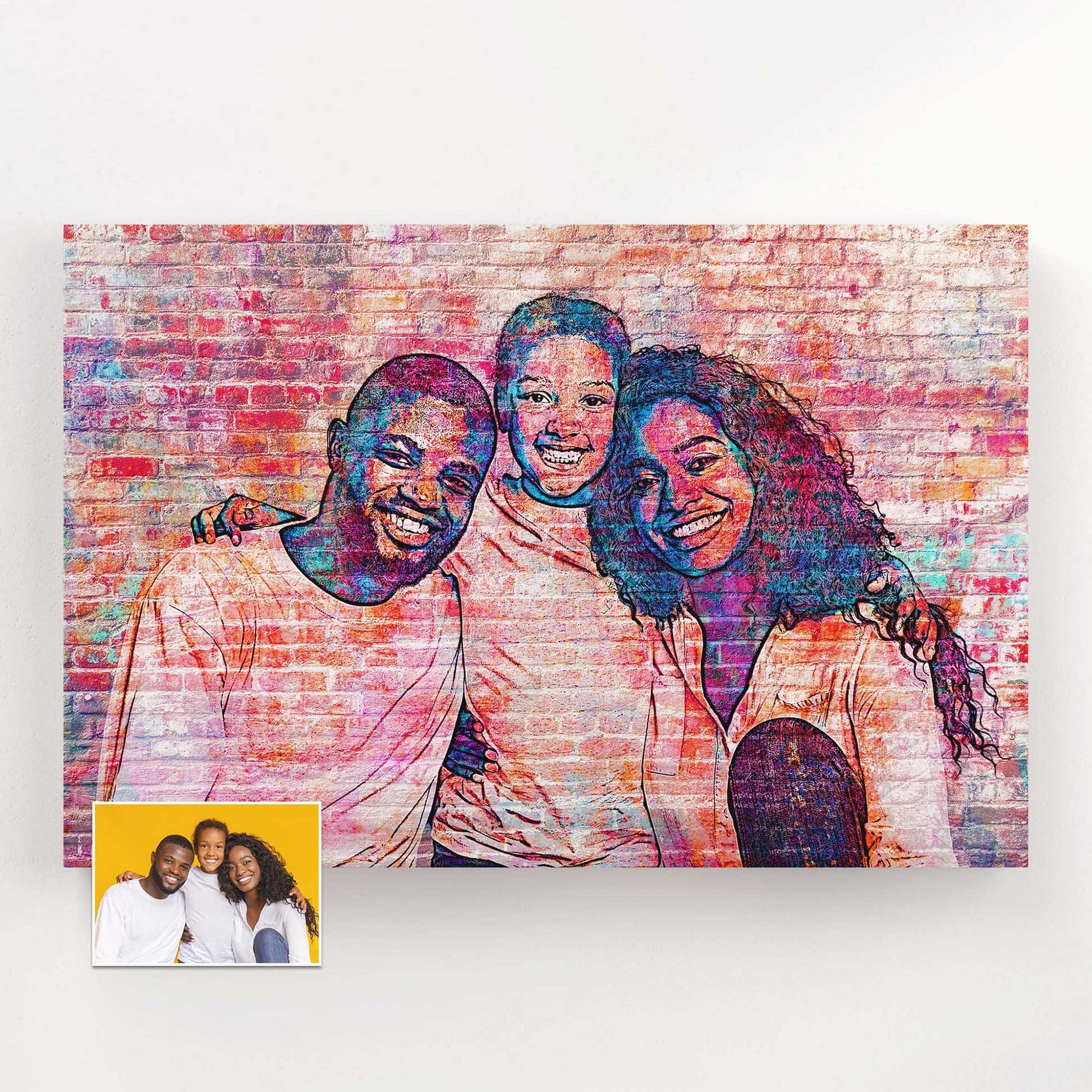 Unique Urban Art - Personalised Brick Graffiti Street Art Canvas - Make a statement with this original and inspired wall art. The graffiti design on a brick canvas adds a touch of urban style to any room