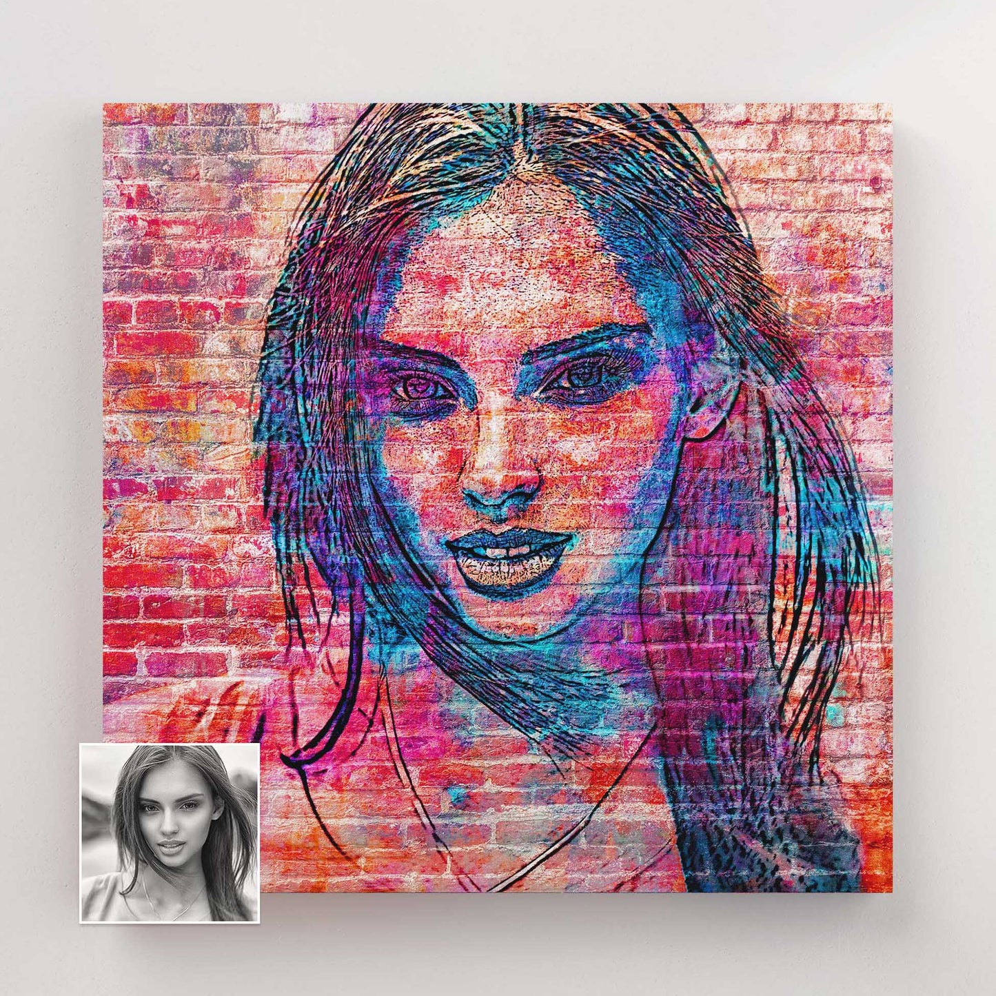 Street Art at Home - Personalised Brick Graffiti Street Art Canvas - Create a unique and urban vibe in your living space with this wall art. The artistic graffiti design on a brick canvas captures the energy and creativity of street art