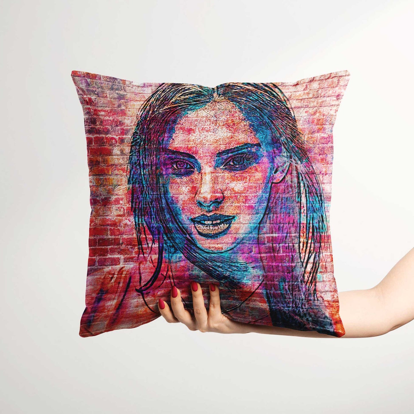 Experience the artistic beauty of street art with the Personalised Brick Graffiti Street Art Cushion. Handcrafted with attention to detail and made from soft velvet, it provides a luxurious and comforting touch