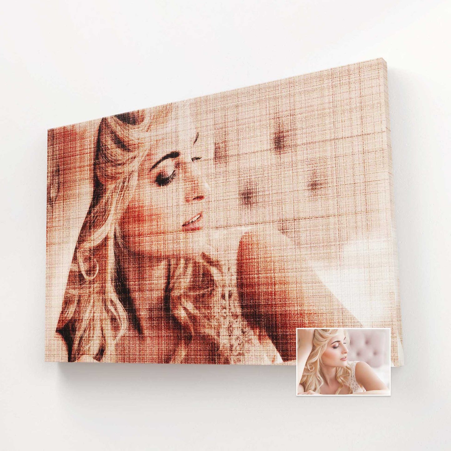 Bring your memories to life with a Personalised Fabric Texture Canvas. This canvas is created by painting from your photo, resulting in a truly unique and original piece of art. With its fine art quality, it's an ideal choice for wedding
