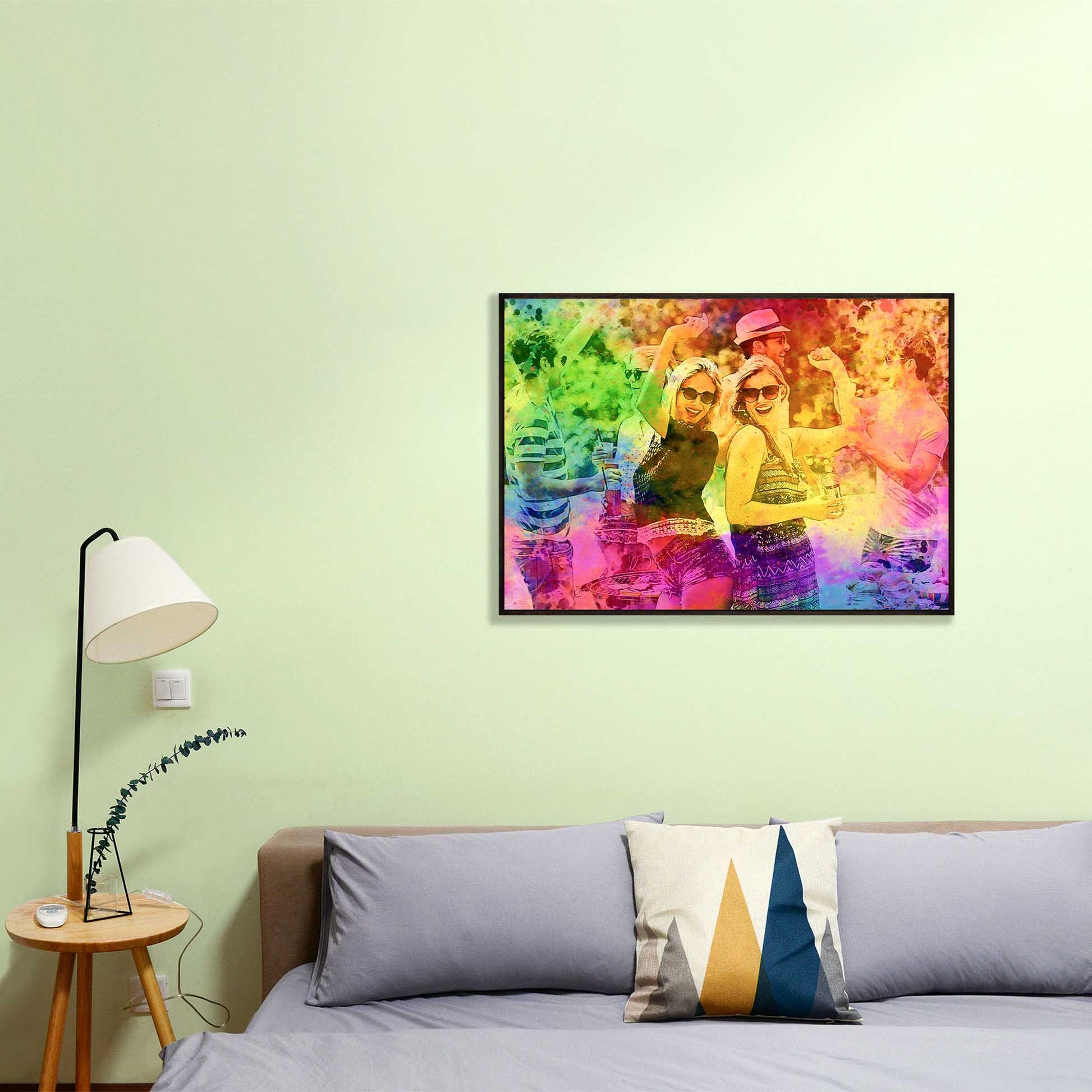 The Personalised Splash of Colours Framed Print is a true celebration of creativity and joy. Its vibrant and bright colors evoke a sense of happiness, making it a delightful gift for any occasion, gallery-quality paper print