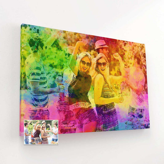 Personalised Splash of Colours Canvas captures the essence of your cherished memories with its vibrant and unique design. This fine art piece is created through a combination of painting from your photo and digital art techniques