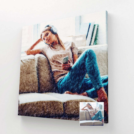 Add a touch of artistic brilliance to your space with our Personalised Colour Drawing Canvas. Drawing from your treasured photos, our skilled artists create one-of-a-kind masterpieces that capture the essence of your memories
