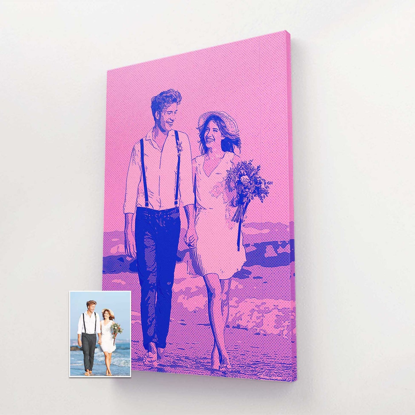 Step into a visual wonderland with our Personalised Purple & Pink Comic Cartoon Canvas. We turn your photos into retro-inspired cartoon artworks that burst with vibrant energy. Each piece is a stunning visual masterpiece, showcasing art