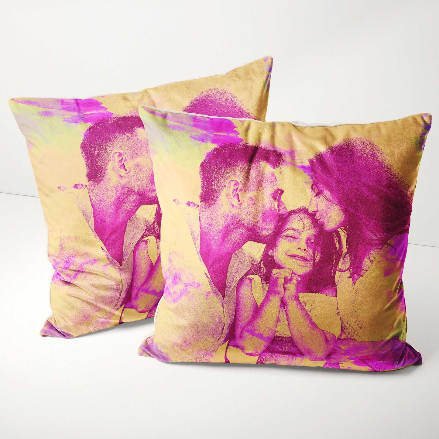 Add a touch of artistic flair to your decor with the Personalised Pink and Yellow Watercolour Cushion. Handcrafted with care, this soft velvet cushion showcases an original watercolour artwork with beautiful brush strokes