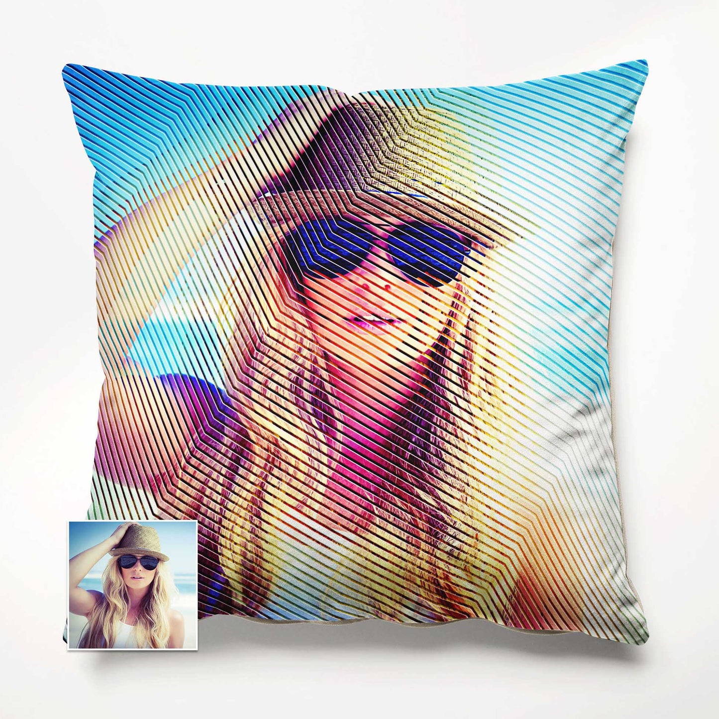Experience the beauty of Personalised Abstract Lines Cushion in your home. Its colorful and abstract design, printed from a photo, brings a modern and vibrant feel to your space. Made from soft velvet fabric, cozy and luxurious 