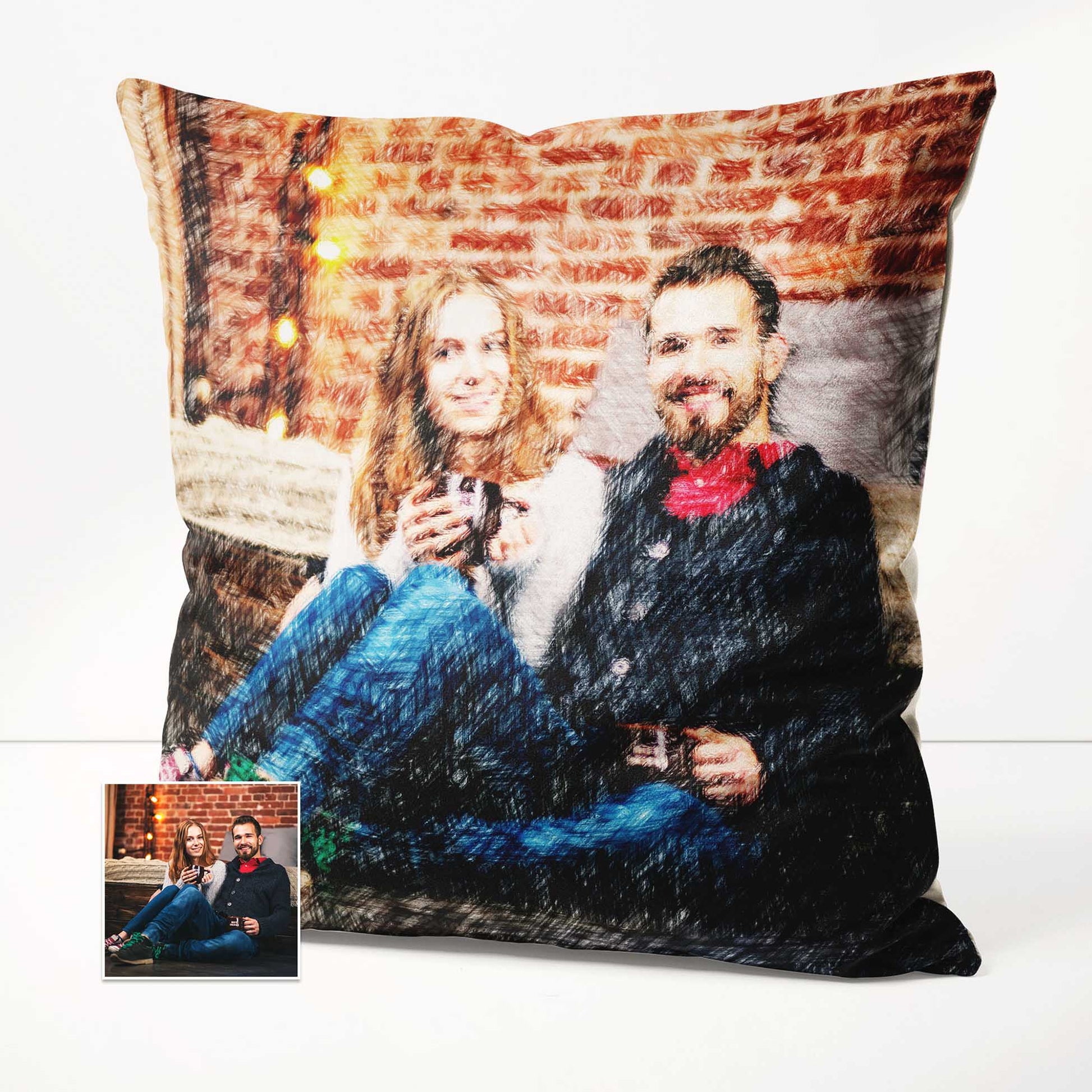 Embrace the joy of personalization with our Personalised Colourful Drawing Cushion. Capture precious memories by turning your photo into a colorful drawing that adorns this soft velvet cushion. It's designed to bring comfort and fun 