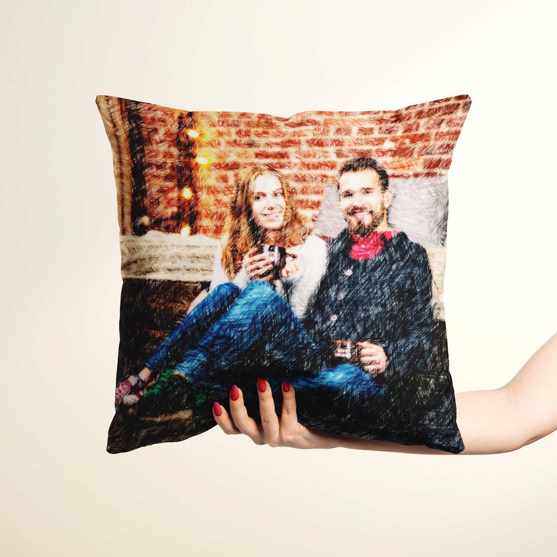 Add a burst of color and creativity to your home with our Personalised Colourful Drawing Cushion. Crafted from soft velvet and featuring a drawing from your photo, this cushion offers a unique and fun way to chill, relax, and unwind