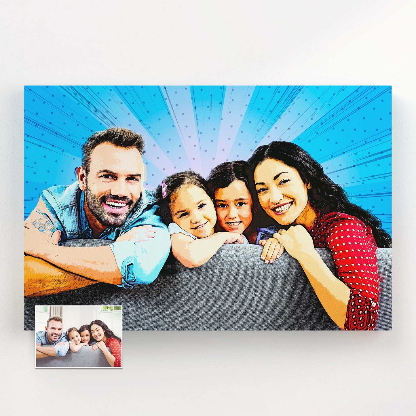 Step into a world of retro vibes with our customised Cartoon Comic Canvas. Whether it's a lively get-together, a memorable graduation celebration, or a heartwarming family photo, this canvas brings the comic charm to life